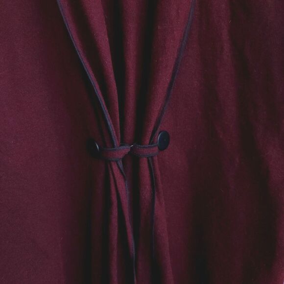 Beppa Women’s Large Burgundy Shawl Wool Cardigan Boho Minimalist Cozy Lagenlook - Picture 7 of 7